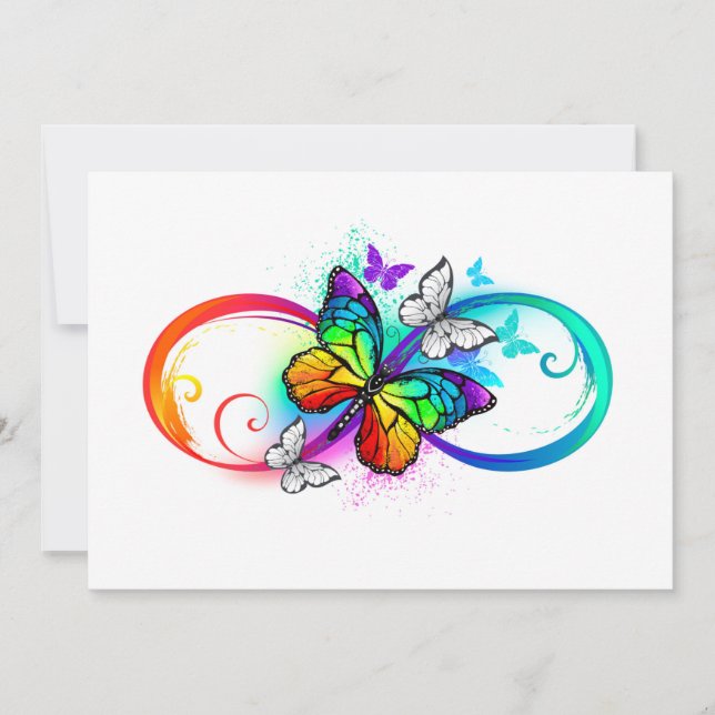 Bright infinity with rainbow butterfly card (Front)