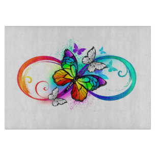 Bright infinity with rainbow butterfly cutting board