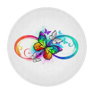 Bright infinity with rainbow butterfly cutting board