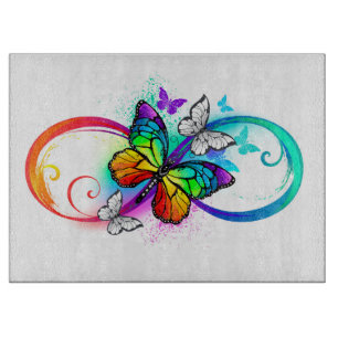 Bright infinity with rainbow butterfly cutting board