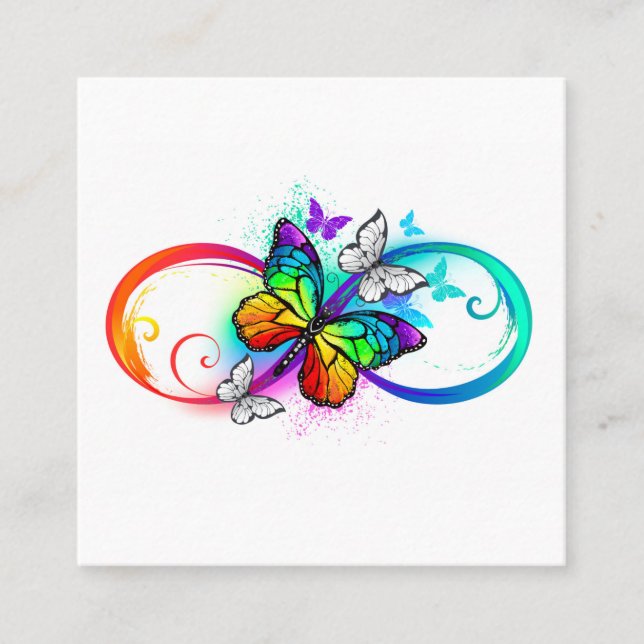 Bright infinity with rainbow butterfly discount card (Front)