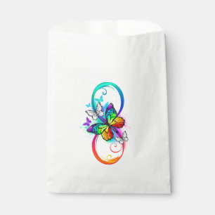 Bright infinity with rainbow butterfly favour bags