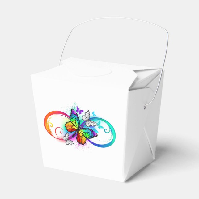 Bright infinity with rainbow butterfly favour box (Front Side)