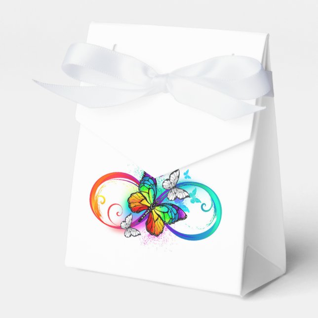 Bright infinity with rainbow butterfly favour box (Front Side)