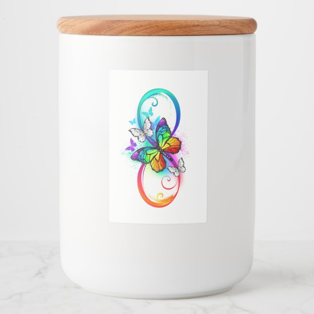 Bright infinity with rainbow butterfly food label (Front)