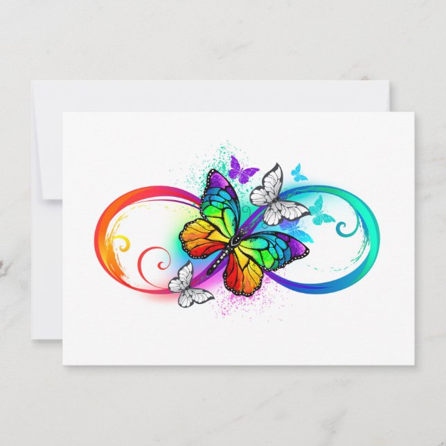Bright infinity with rainbow butterfly holiday card (Front)