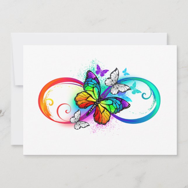 Bright infinity with rainbow butterfly holiday card (Front)