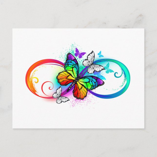 Bright infinity with rainbow butterfly holiday postcard (Front)