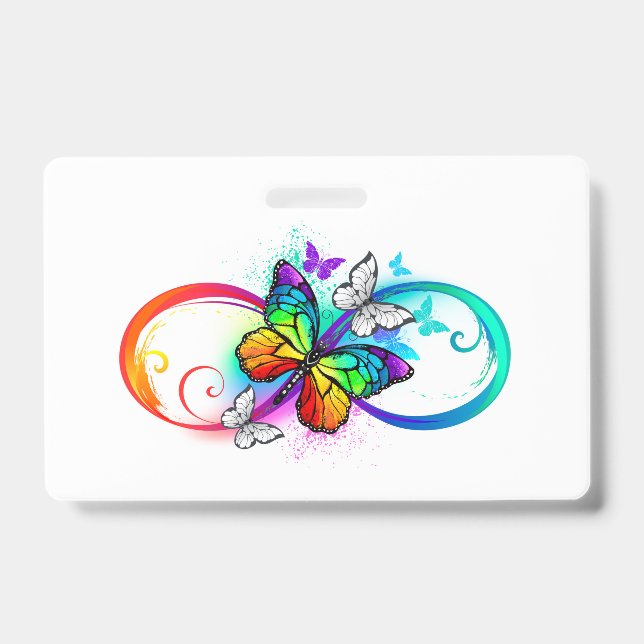 Bright infinity with rainbow butterfly ID badge (Front)