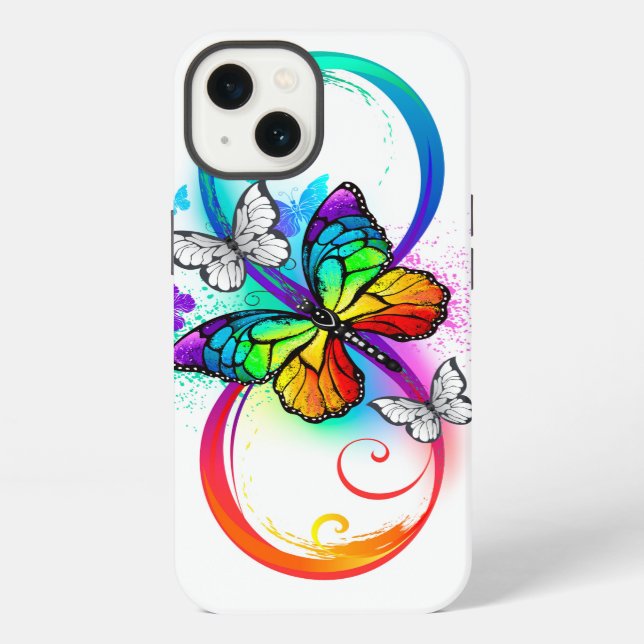 Bright infinity with rainbow butterfly  iPhone case (Back)