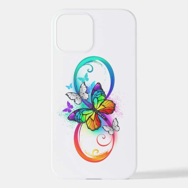 Bright infinity with rainbow butterfly iPhone case (Back)