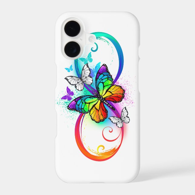 Bright infinity with rainbow butterfly iPhone case (Back)