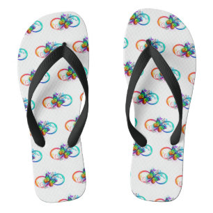 Bright infinity with rainbow butterfly jandals