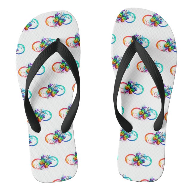 Bright infinity with rainbow butterfly jandals (Footbed)