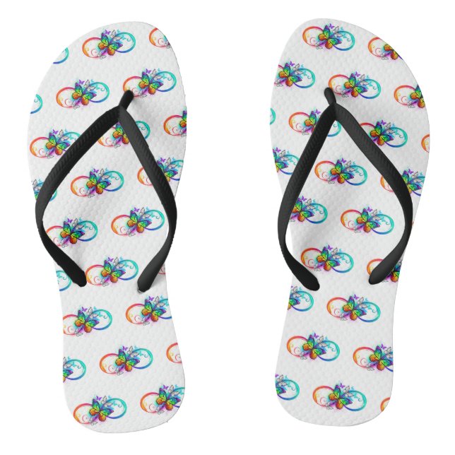 Bright infinity with rainbow butterfly jandals (Footbed)