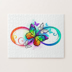 Bright infinity with rainbow butterfly jigsaw puzzle