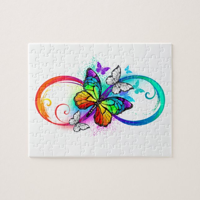 Bright infinity with rainbow butterfly jigsaw puzzle (Horizontal)