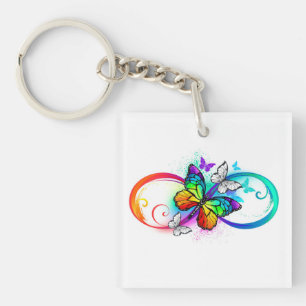 Bright infinity with rainbow butterfly key ring