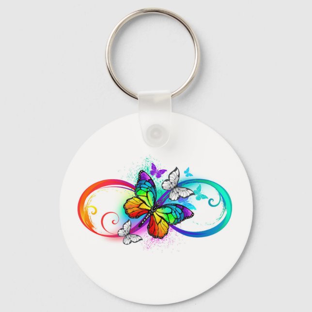 Bright infinity with rainbow butterfly key ring (Front)