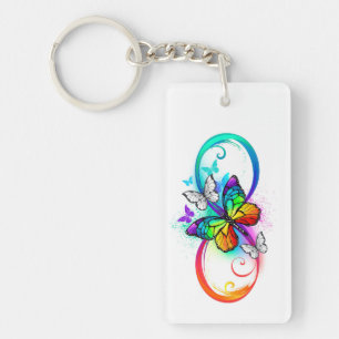 Bright infinity with rainbow butterfly key ring