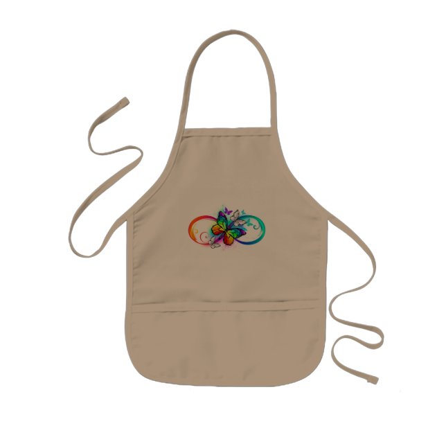 Bright infinity with rainbow butterfly kids apron (Front)
