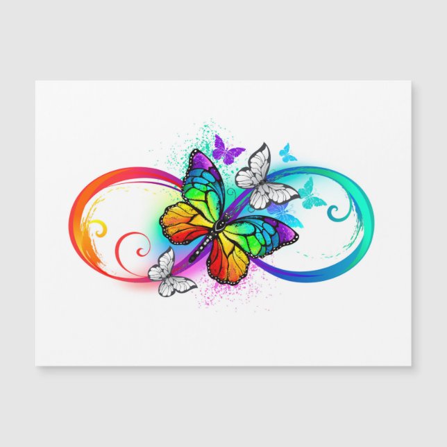 Bright infinity with rainbow butterfly magnetic invitation (Front)