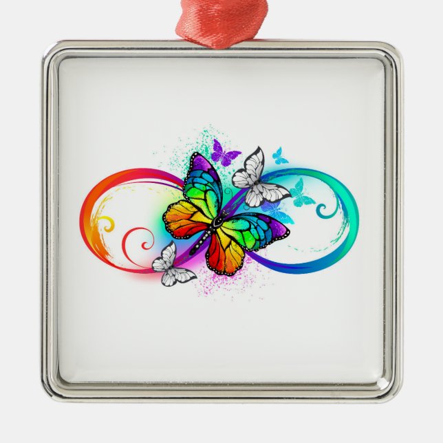 Bright infinity with rainbow butterfly metal tree decoration (Front)