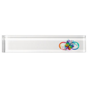 Bright infinity with rainbow butterfly nameplate