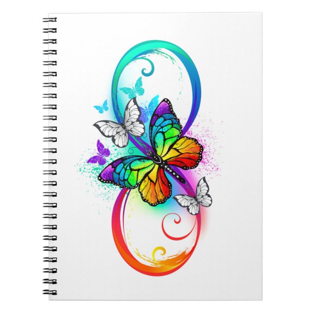 Bright infinity with rainbow butterfly notebook (Front)