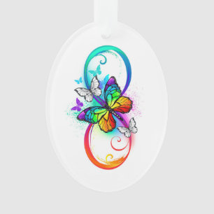 Bright infinity with rainbow butterfly ornament