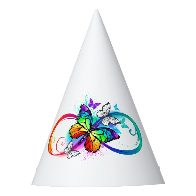 Bright infinity with rainbow butterfly party hat (Front)