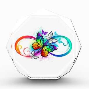 Bright infinity with rainbow butterfly photo block