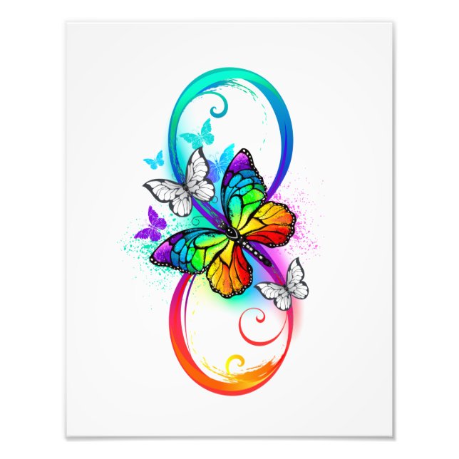 Bright infinity with rainbow butterfly  photo print (Front)