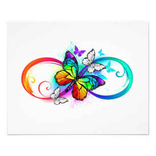 Bright infinity with rainbow butterfly photo print