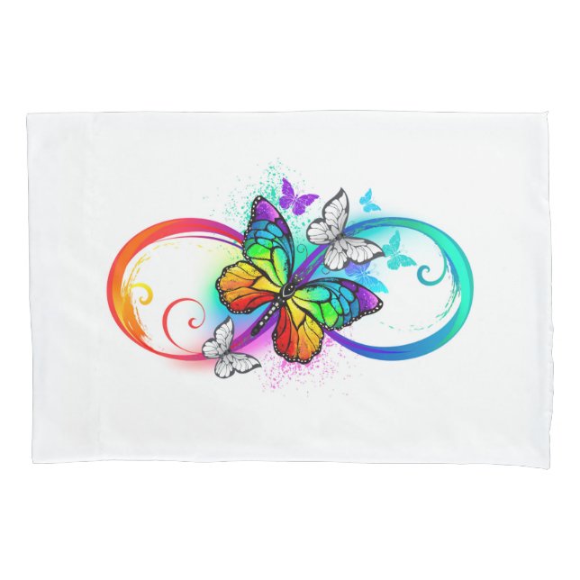 Bright infinity with rainbow butterfly  pillowcase (Front-Left)