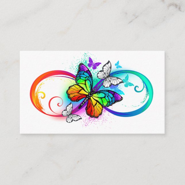 Bright infinity with rainbow butterfly place card (Front)