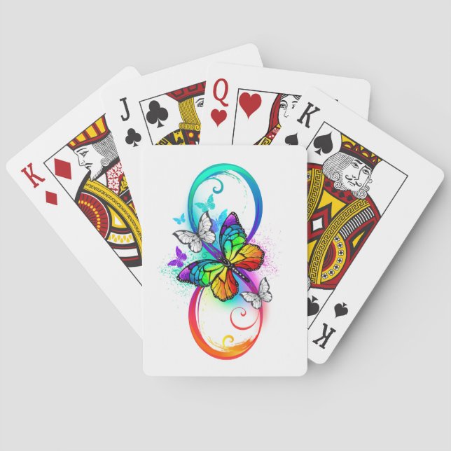 Bright infinity with rainbow butterfly playing cards (Back)