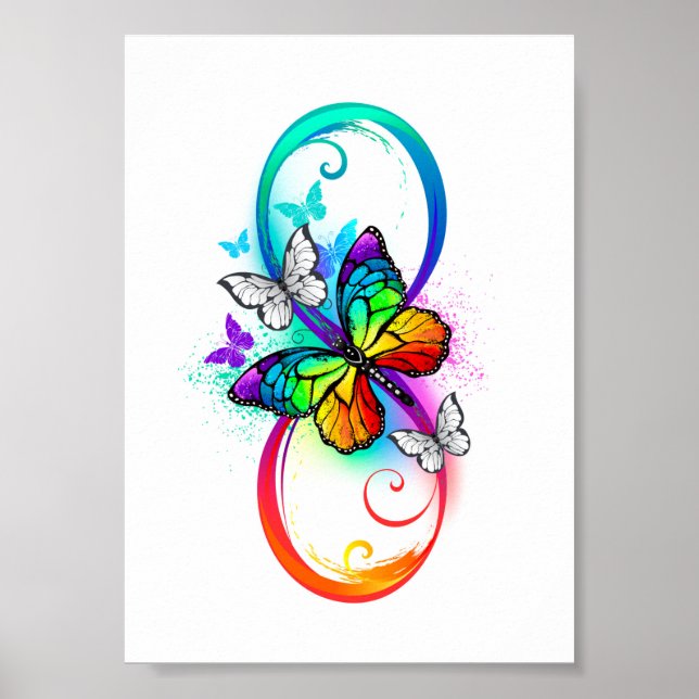 Bright infinity with rainbow butterfly poster (Front)