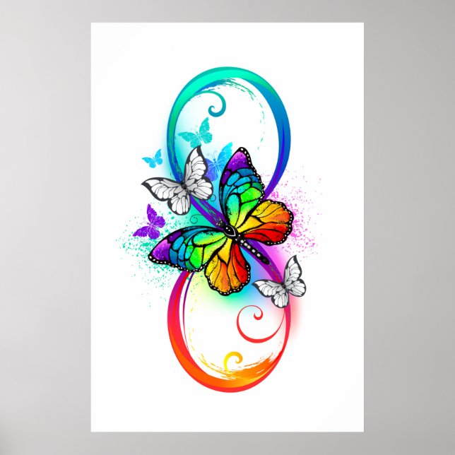 Bright infinity with rainbow butterfly poster (Front)