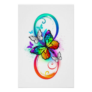 Bright infinity with rainbow butterfly poster