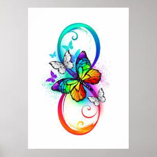 Bright infinity with rainbow butterfly poster