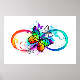 Bright infinity with rainbow butterfly poster
