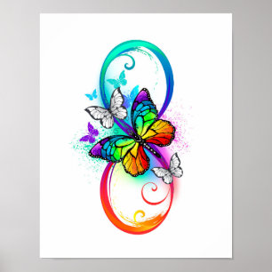 Bright infinity with rainbow butterfly poster