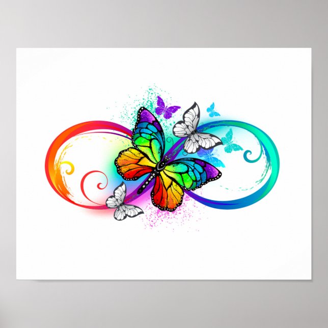 Bright infinity with rainbow butterfly poster (Front)