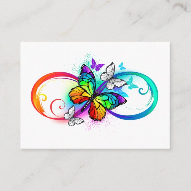 Bright infinity with rainbow butterfly referral card (Front)