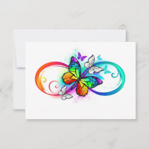 Bright infinity with rainbow butterfly save the date