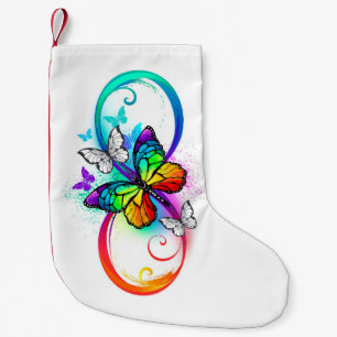 Bright infinity with rainbow butterfly small christmas stocking