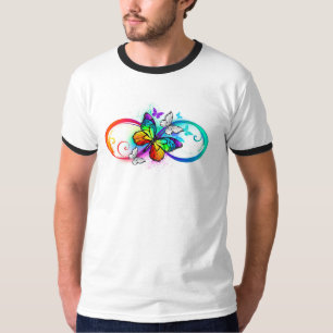 Bright infinity with rainbow butterfly  T-Shirt