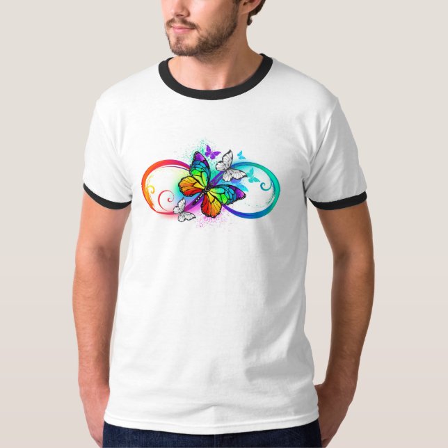 Bright infinity with rainbow butterfly  T-Shirt (Front)
