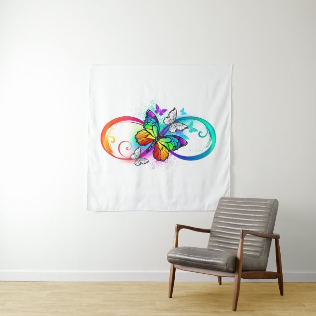 Bright infinity with rainbow butterfly tapestry (In Situ)